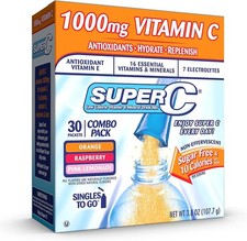  Free Duty Tax Super C Singles to Go Powder Packets, Water Drink Mix, Varie