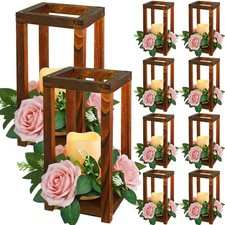 30 Pcs Integrated Wedding Lantern Centerpiece Rustic Wooden Holder with Candl...
