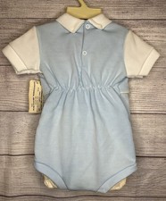 Vintage NWT New Awakenings by Cutler Baby Romper 9M Blue White Made in USA