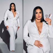 Wedding Women Suits Floral Slim Fit Single Breasted Formal Peak Lapel Business