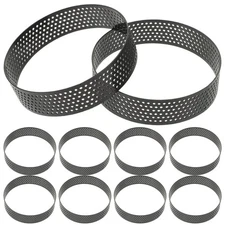  10PCS Stainless Steel Tart Ring 3.14 Inch Heat-Resistant Perforated Cake Mousse