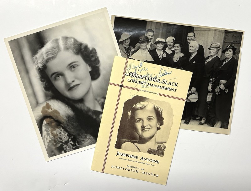 JOSEPHINE ANTOINE AUTOGRAPHED DENVER PROGRAM & TWO 8 X 10 PHOTOS