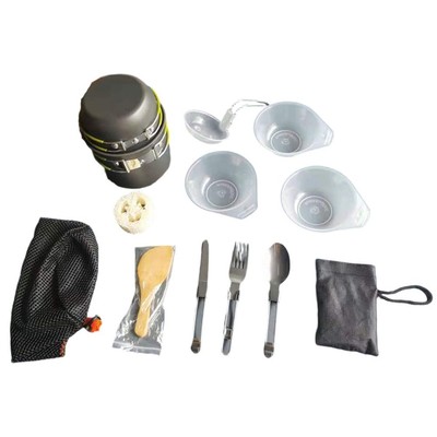 Complete Camping Cookware Kit for 12 People with Tableware Accessories