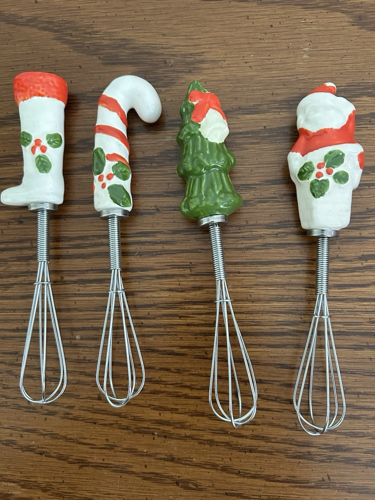 4 Rare HTF Vintage Christmas Theme Ceramic Handle Mini Stainless-Steel Whisk
Opens in a new window o