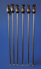 Set 6 Cocktail Stirrers Swizzle Sticks Food Picks Pineapple Tiki Beach Theme