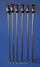 Set 6 Cocktail Stirrers Swizzle Sticks Food Picks Pineapple Tiki Beach Theme