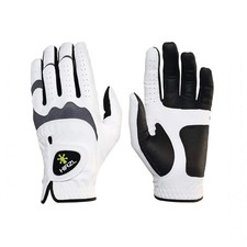 HIRZL Trust Hybrid Golf Gloves - White/Black-male / worn on left hand / Cadet S