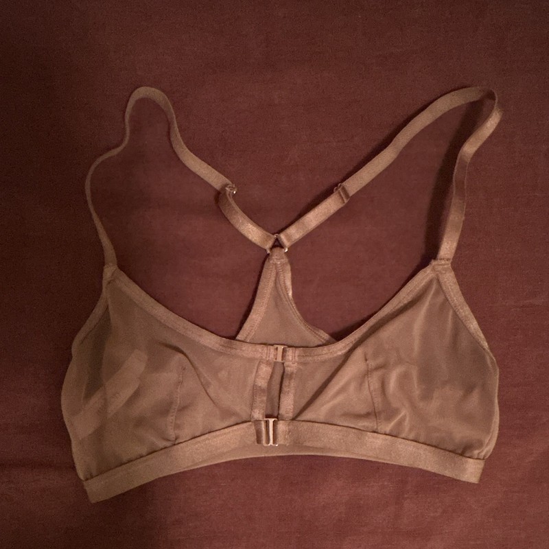 Auden Wireless Mesh Sheer Racerback Bralette Beige XS Adjustable
