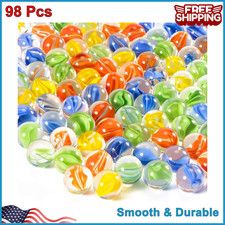 Glass Marbles - Bulk 98Pcs Cat Eye Mix 4 Colors Medium Sized Thick Marble Decor