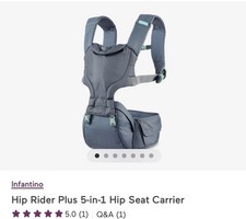 Infantino Hip Rider Plus 5-in-1 Baby Carrier Convertible Hip Seat Storage Pocket
