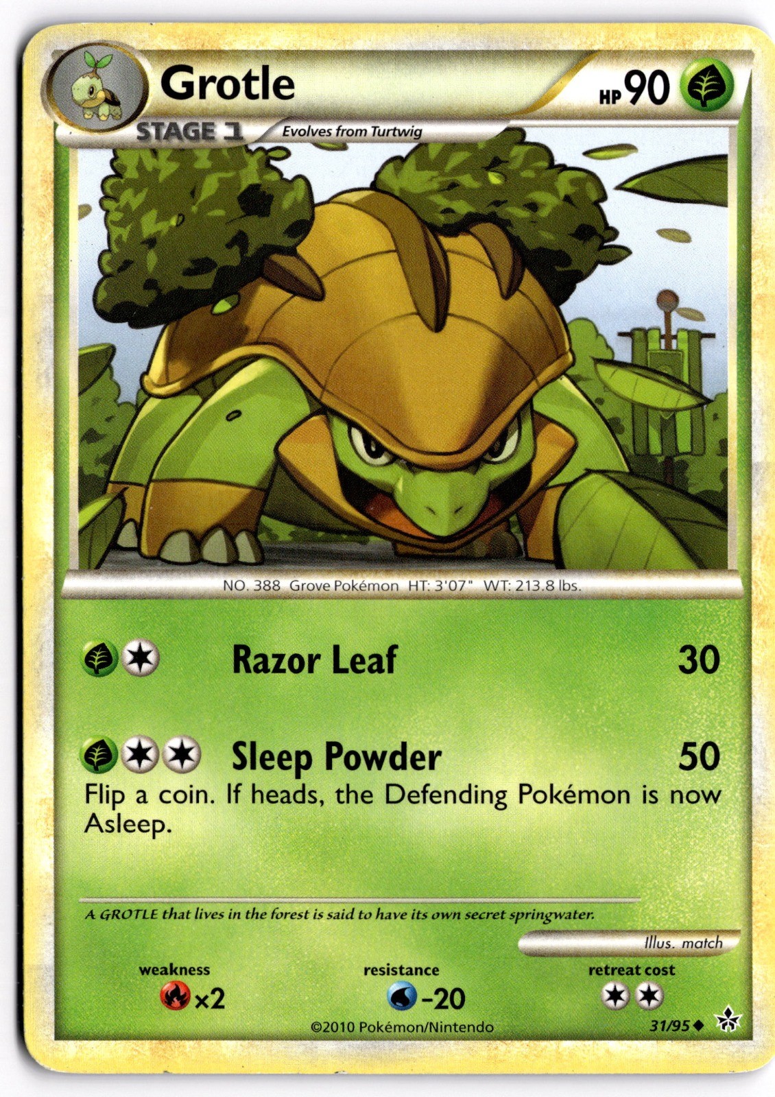 Pokemon TCG Grotle 31/95 Unleashed Uncommon MP