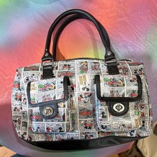 Disney Mickey Mouse Comic Print Zip-Top Satchel Handbag, Multicolor/Black