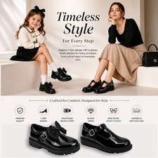 Girls School Shoes Womens T-Bar Bow Ladies Office Work Pumps Formal Shoes Sizes