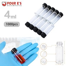 1000pcs 4ml Small Bottle Clear Glass Vials Lab Sample Vial w/ Caps Liquid Bottle