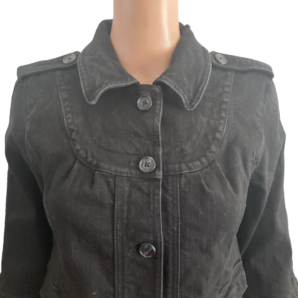 Motto Your Style Mantra Denim Jacket Womens XS Black - Image 3 of 4