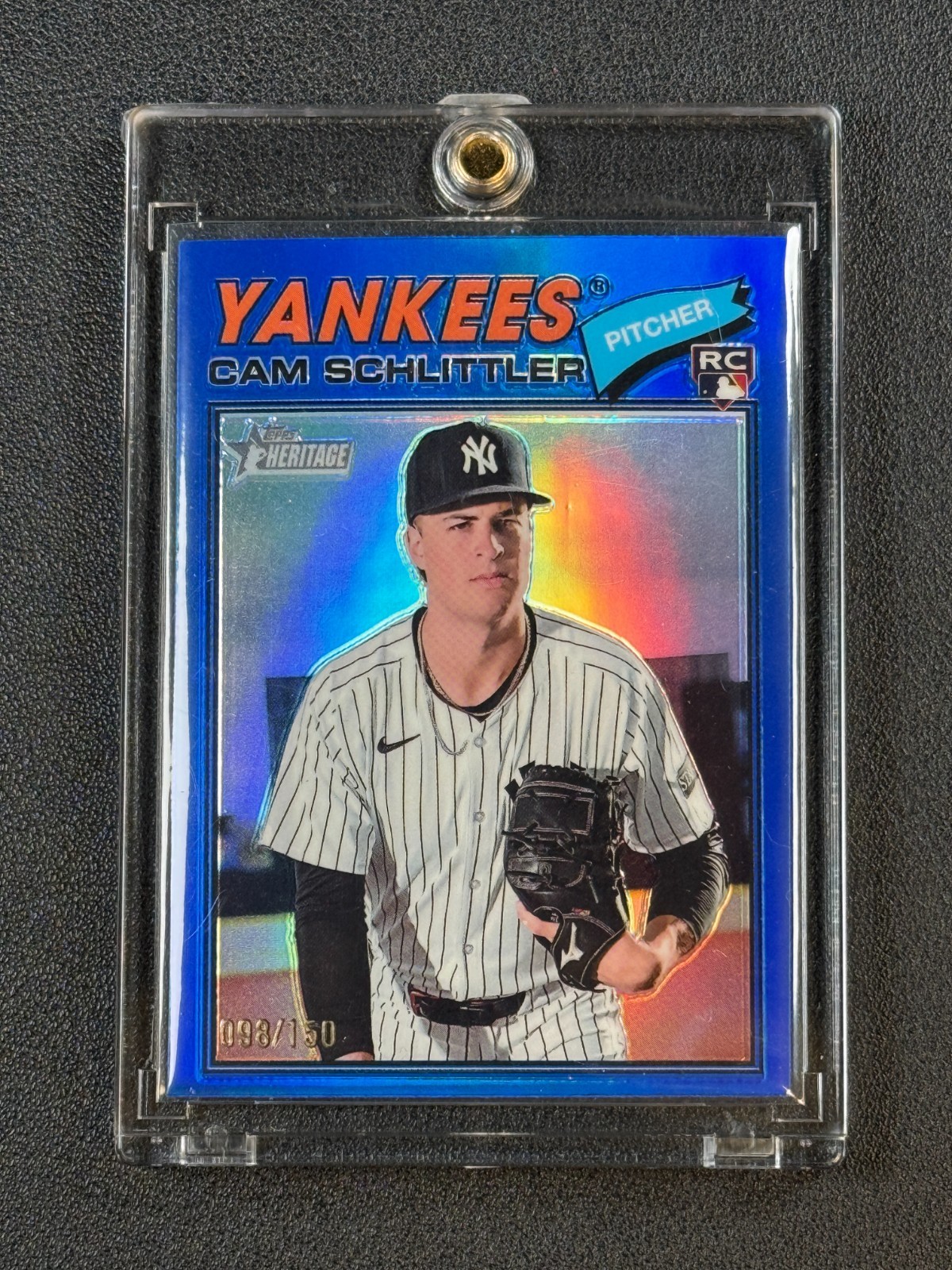 CAM SCHLITTLER 2026 TOPPS HERITAGE CHROME #222 BLUE REFRACTOR ROOKIE RC /150