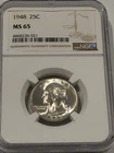 1948 S Silver Washington Quarter NGC Certified MS 65