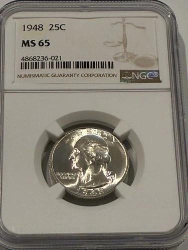 1948 S Silver Washington Quarter NGC Certified MS 65