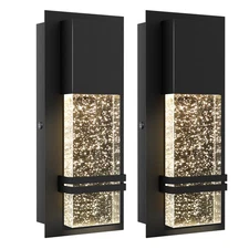 Integrated Outdoor Wall Light, Modern Exterior Wall Sconce with Crystal Bubbl...