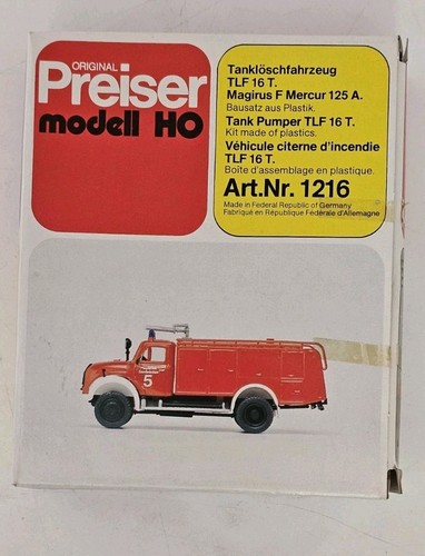 Bomba Preiser HO #1216 Magirus TLF 16 | Camión de bomberos - Kit 1:87 nuevo en caja | Condition: New