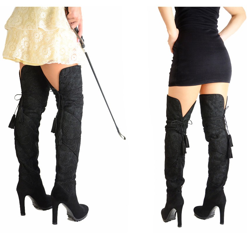 STIVALI YVES SAINT LAURENT SOPRA IL GINOCCHIO PASSY 90 PELLE SCAMOSCIATA $2.495 38 8