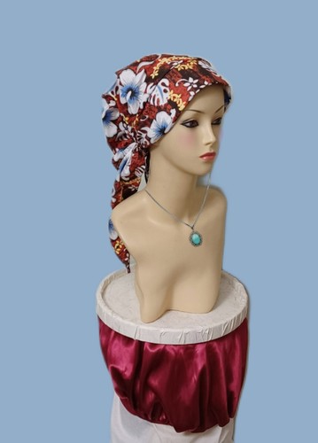 PRE-TIED .Stretch hat Cap Chemo Cancer Turban Multicolor - Picture 4 of 9