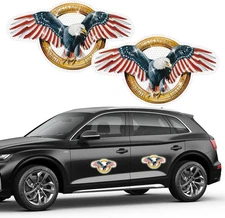 2 Pack Reflective American Flag Bald Eagle Car Magnet Truck Decals Waterproof Pa