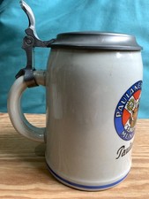 German tin-lidded Stoneware Beer Stein Tankard- 0.5L ‘Paulaner Munchen' -Vintage