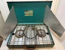 Vintage Bernz O Matic 2 Burner Propane Cook Stove Camping TX 850