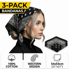 3 Pack Paisley Print Bandana 100 Cotton Double-Sided Scarf Head Neck Mask