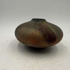 Vtg Norman Bacon Raku Pottery Vase Signed Stu...