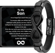 To My Son/Grandson/Man/Dad Bracelet, Christmas Gifts for Men, Son Gifts from Mom