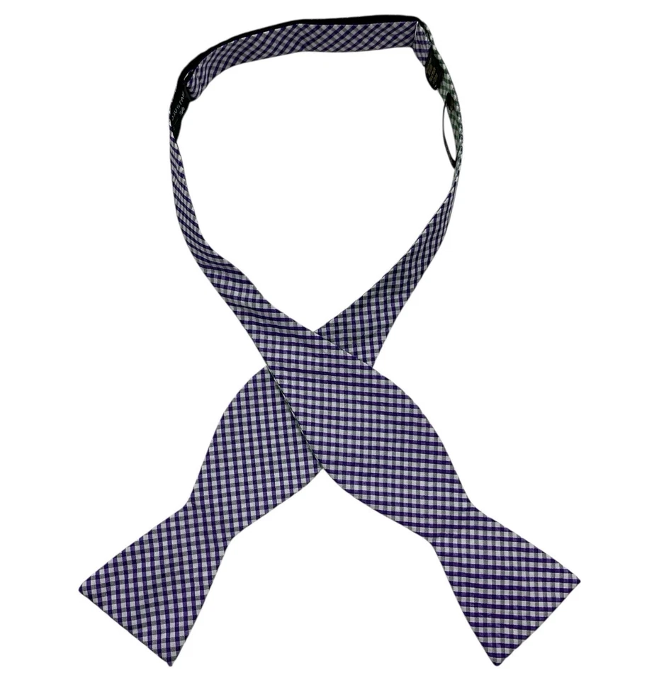 COUNTESS MARA Purple/Green Double Side Tartan Silk LUXURY Self Bow Tie HANDMADE - Image 2 of 4