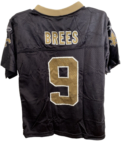Camiseta de fútbol americano NFL New Orleans Saints Logo-#9 Brees negra dorada niños talla L (7) - Imagen 10 de 16