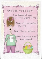 NEW Happy Easter Card 4.5x7 LEANIN TREE Glittered To-Do List - Comical