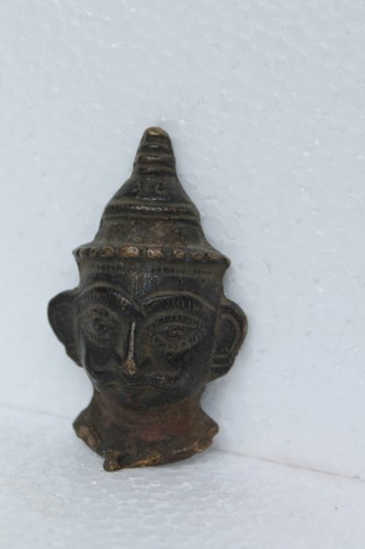 1900's India Antique Hand Crafted Engraved Brass God Shiva Head Bust Idol NH784 - Picture 8 of 12
