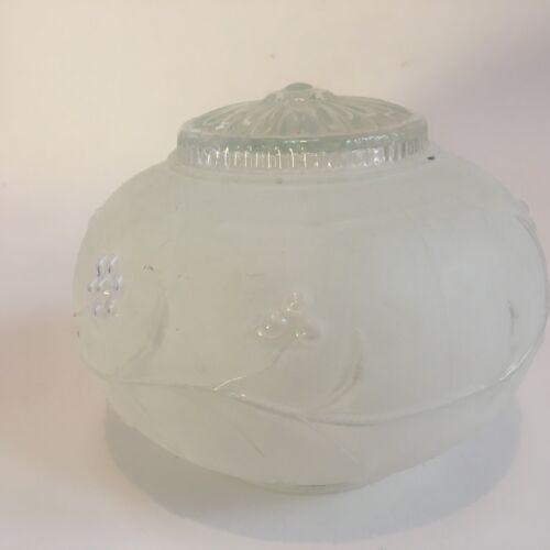 Glass Lamp Shade Floral Clear Frosted Ceiling Light 6" x 4" White Deco Vintage - Picture 4 of 24