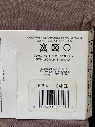 NEW VTG BONJOUR LYCRA TIGHTS MATTE OPAQUE MICROFIBER PANTYHOSE CAMEL BROWN*S/M - Picture 3 of 3