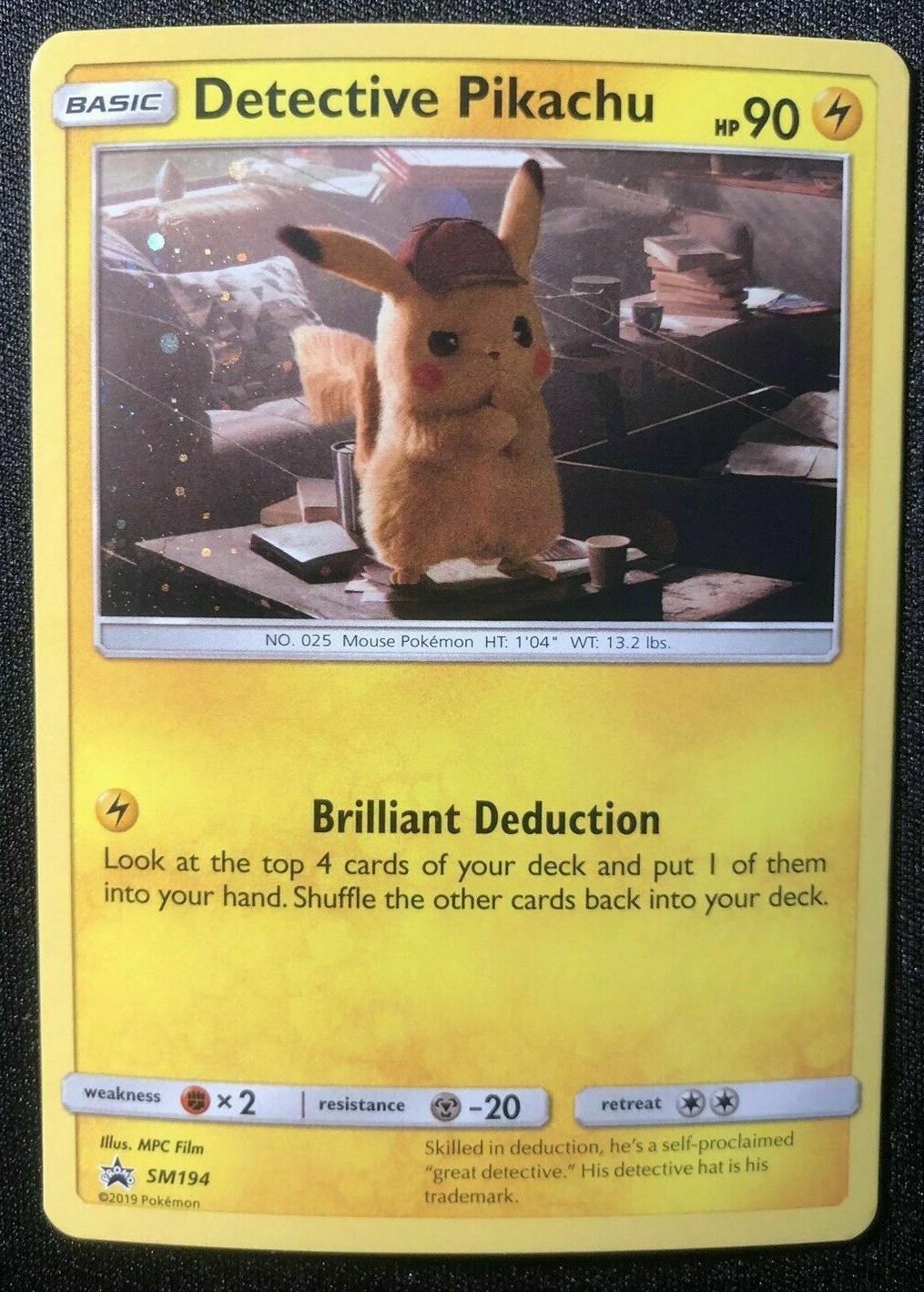 Detective Pikachu HOLO PROMO Pokemon SM194 Holographic Foil Black Star Rare  - LP | eBay