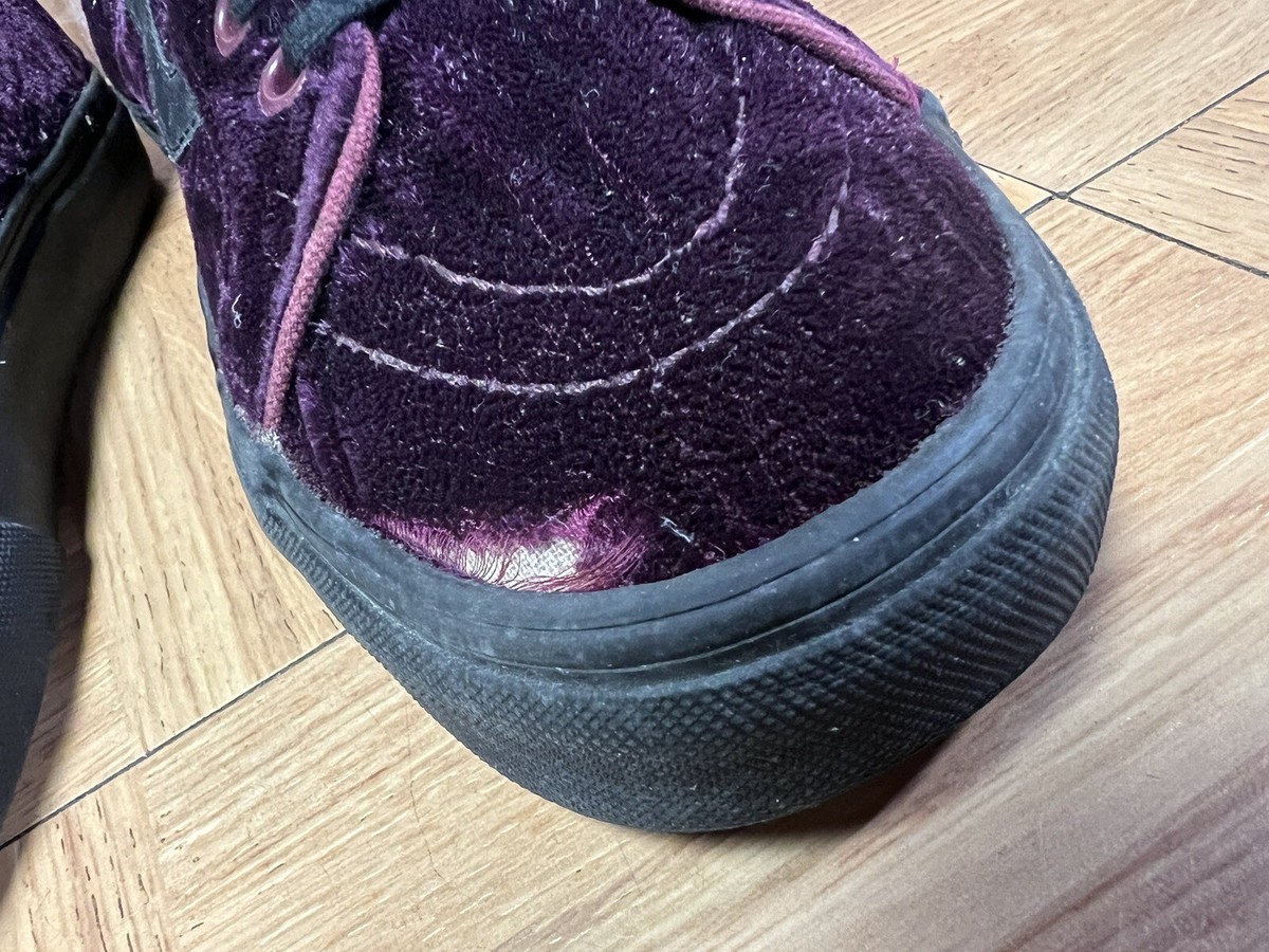 RARE? VANS Sk8-Hi Velvet Velour Red Purple Sz 9 Men display picture 1