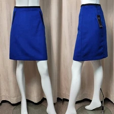 M&S A-Line MINI SKIRT with WOOL ~ Size 10 (21" length) ~ BLUE
