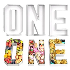 Fillable Cardboard Letters ONE 13.78'' Tray Charcuterie Board Letters ONE Whi...