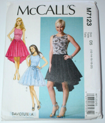 Misses Party Dress Szs 12-20 Hem Sleeve Variations McCalls Pattern M7123 New 
