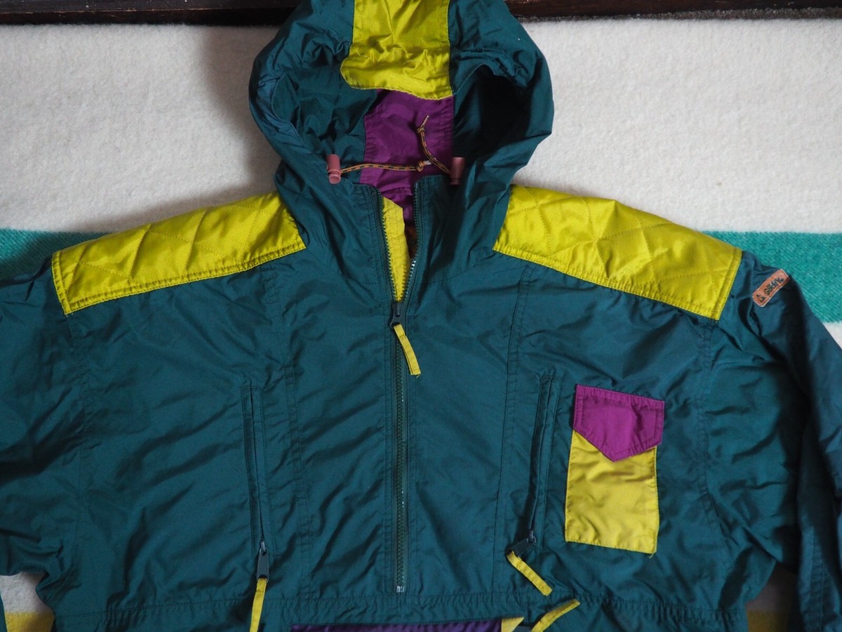 VTG 80s Gerry Forest Green Yellow Anorak Windbreaker Outdoor