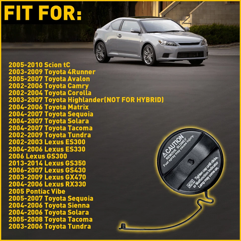 FOR Toyota 2003-2009 4Runner Tundra 2005-2007 Toyota Avalon Cap Gas 77300-33070 - Image 3 of 4