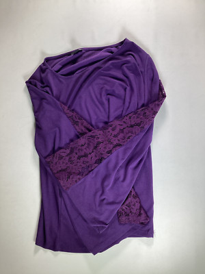 Womens IMAN Purple Floral Blouse Size M Medium EUC