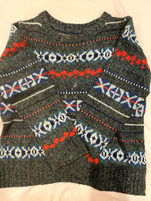 MINT CONDITION DESIGNER "GAP" 4-5 YEAR BOY GREY PATTERNED COTTON SWEATER