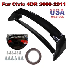 JDM Mugen Style Rear Trunk Spoiler Wing Gloss Black For 2006-11 Honda Civic 4Dr