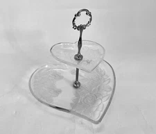 Two Tier Heart Shape Winter Rose Sweets Tray Studio Nova Buffet