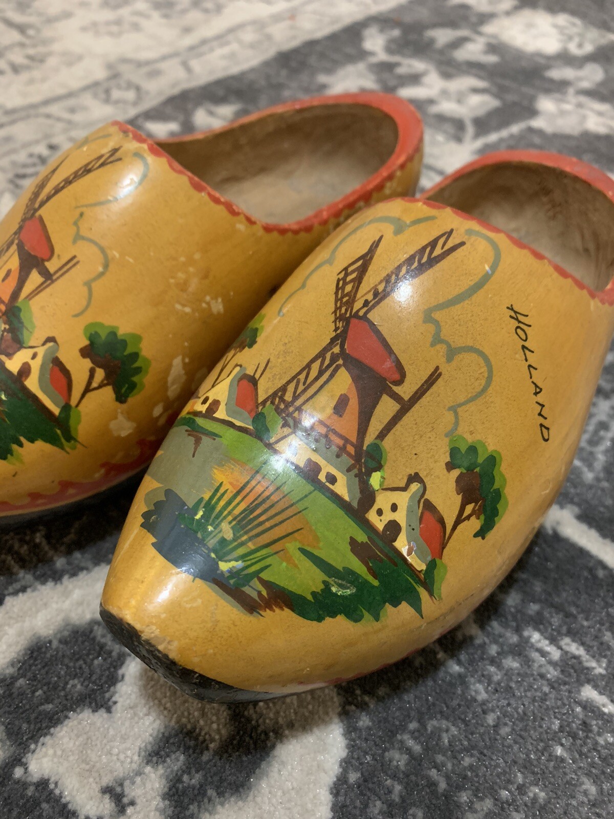 Holland Dutch: hand carved & painted wooden shoes (Antique) | eBay